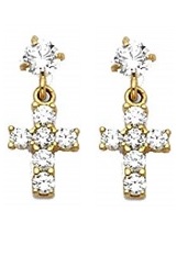 adorable teensy cubic zirconia cross earrings for children